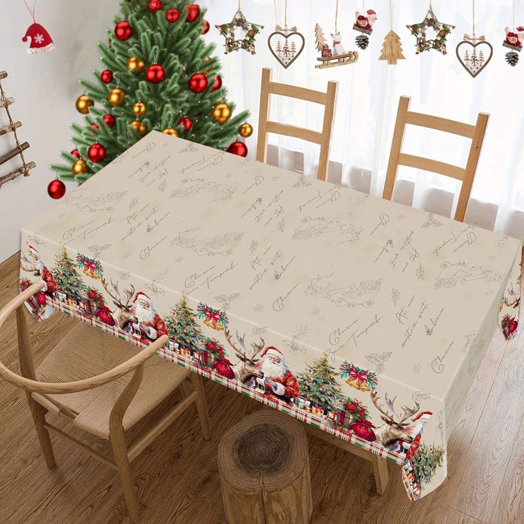 Christmas Santa Claus Tablecloth Merry Christmas Decoration for Home 2025 Dining Table Cover Xmas Ornament Navidad New Year 2026
