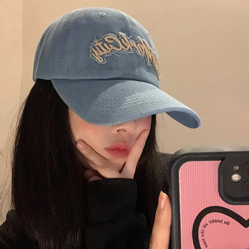 

Denim soft-top baseball cap children s spring and summer new versatile big head circumference showing face small sunshade cap adjustable