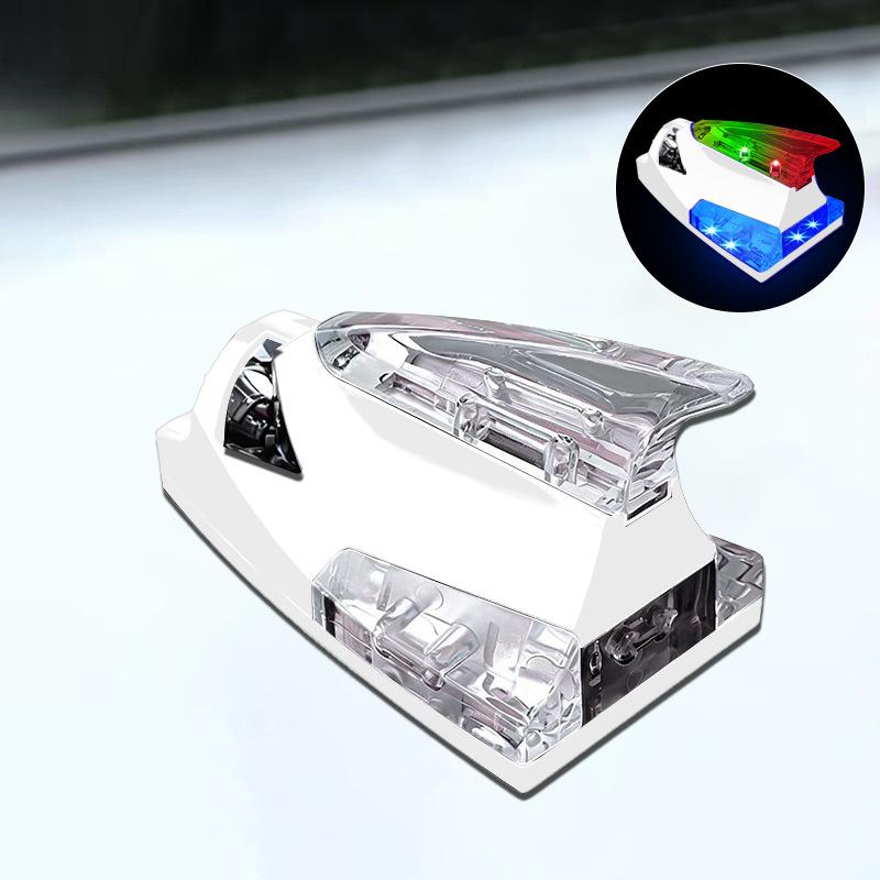 Universal Car Roof Car Truck Wind Powered Led Light Roof Light Fin Auto Safe Warning Lamp Colorful Flash Wind Antenna Lamp белый