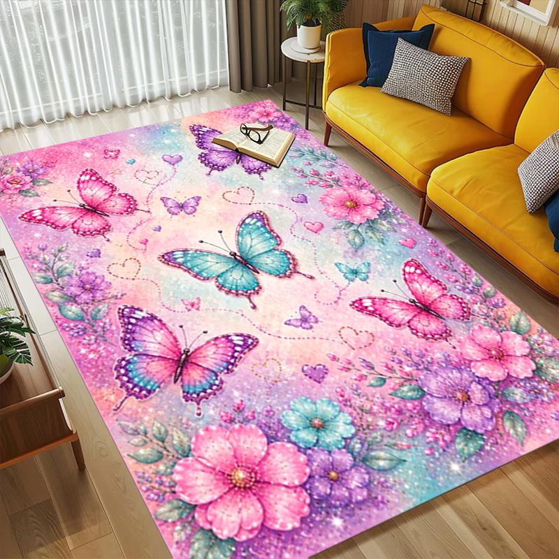 Butterfly Garden Living Room Nonslip Area Rug Soft Carpet For Bedroom Game Playroom Sofa Office Home Decor Doormat Christmas Gift C9225