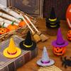 Handmade Ribbon Witch Hat Crafts 2 Pcs Mini Felt Hats, Cute Tiny Wizard Wine Halloween Decorations Bottle Topper for Party Favors, DIY Crafts,