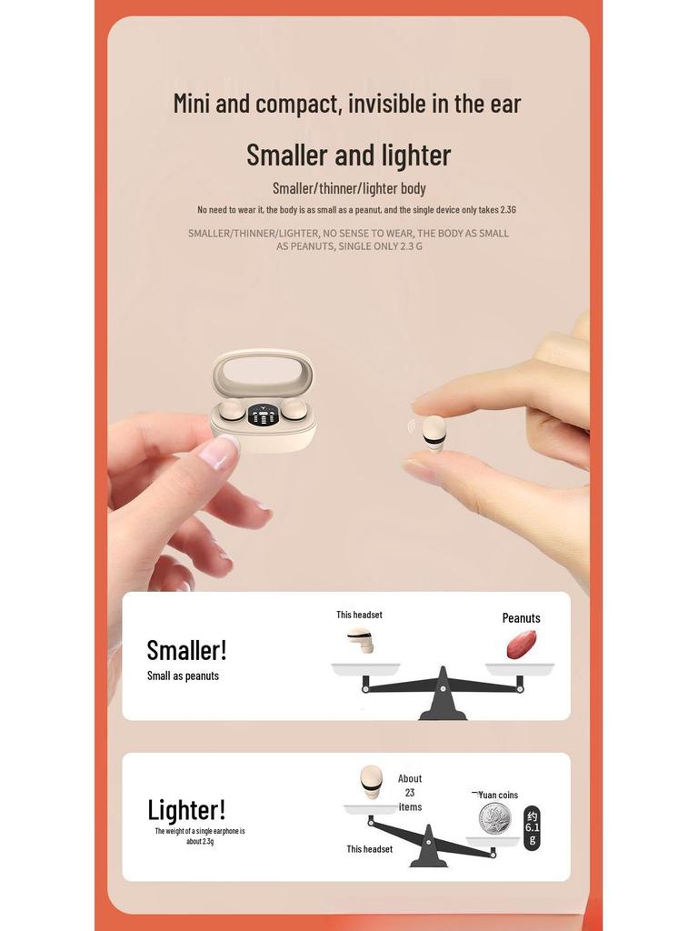 Invisible In-Ear True Wireless Bluetooth Earphones with Long Battery Life and HD Call Quality