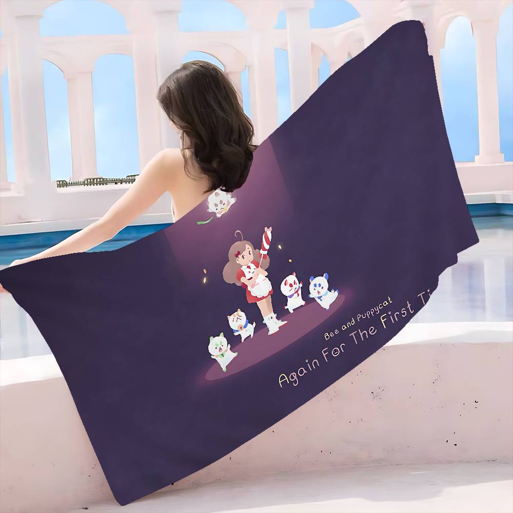 Bee And Puppycat Anime Big Microfiber Beach Towels Quick Dry Towel Sand Beach Towels Pool Towel for Travel Swim Pool Yoga
