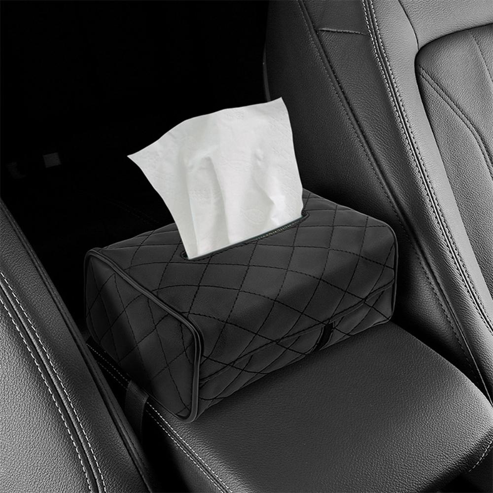 Leather Sun Visor Napkin Box Holder Hanging Car Mask Holder Shading Tissue Case Organizer Auto Storage Decoration Craft Ornament
