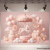 2D Dreamy Pastel Unicorn Backdrop with Rainbow & Clouds Party Photo Booth Background