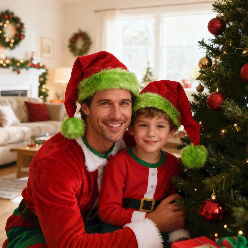 Christmas Decorations For Adults And Children Luminous Plush Santa Hats