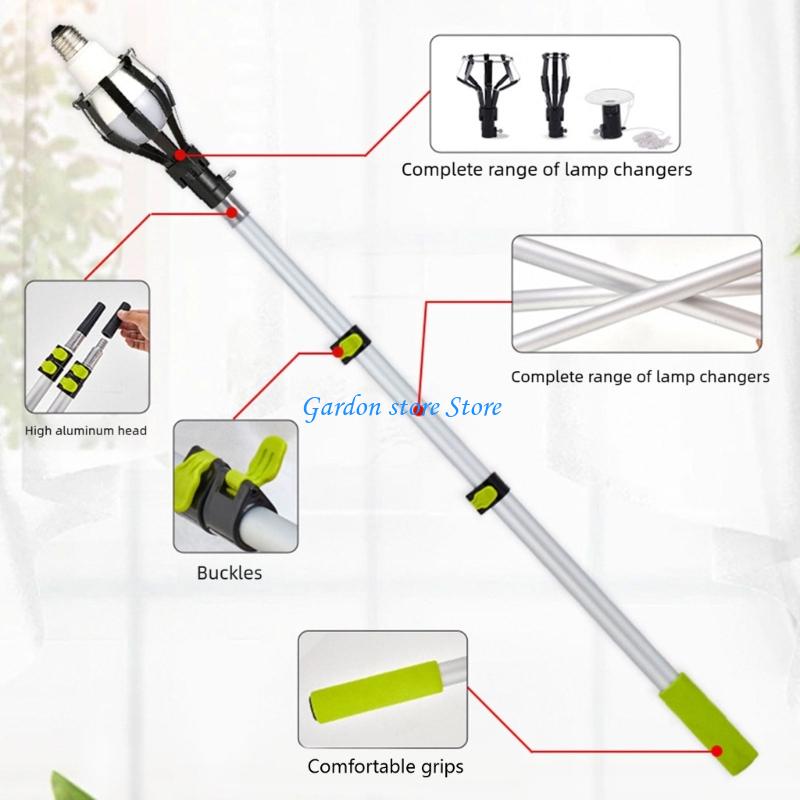 B0KB Ergonomic Handle Plan Light Bulb Changer Extendable Post For Comfortable Action In Hard To Reach Districts