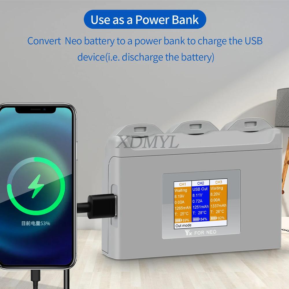 3-way Digital Display Color Screen Charging Battery Intelligent Charger Hub For DJI NEO Battery Maintenance Drone Accessories