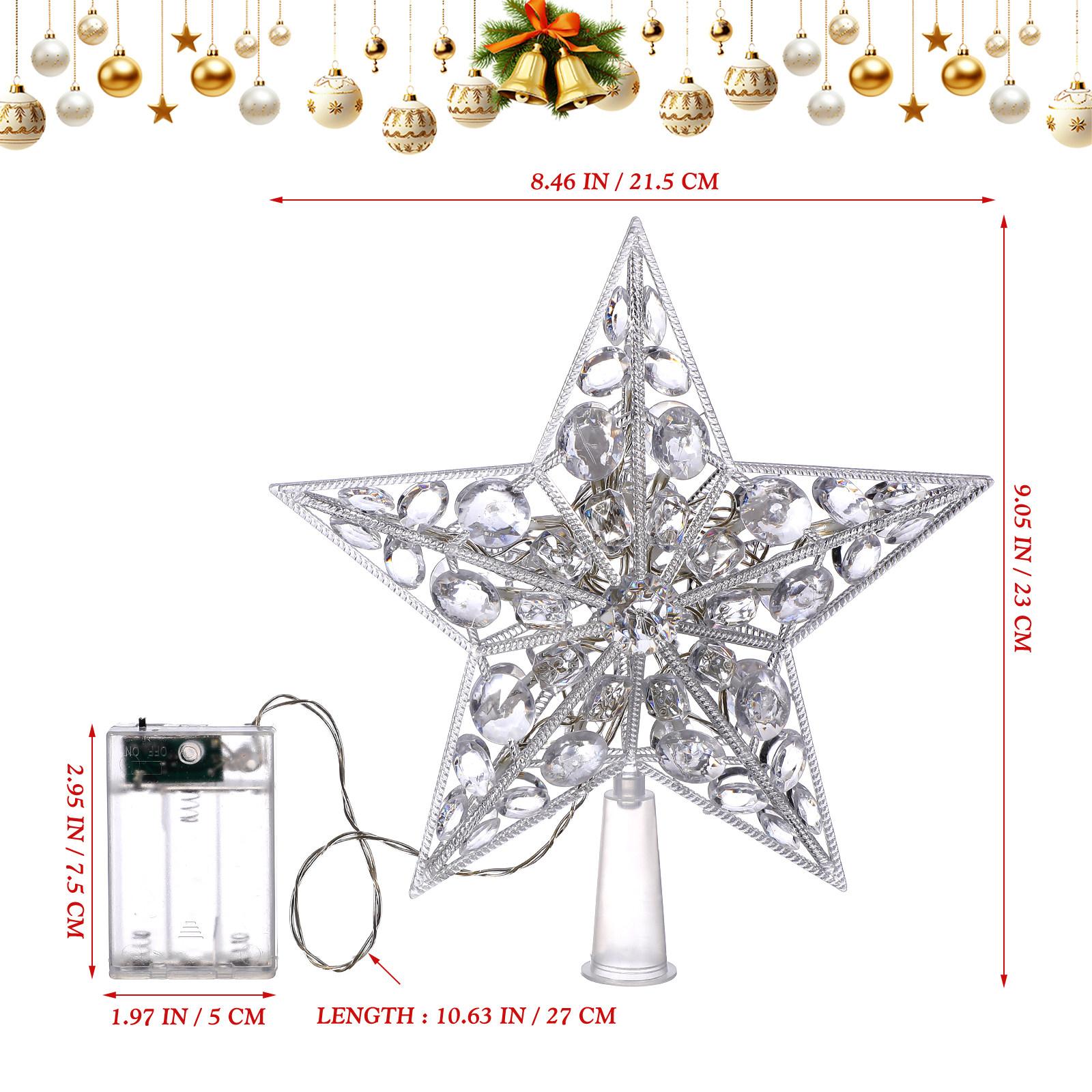

1Pcs Xmas Tree Topper Light Star Shaped LED Lamp Reusable Plastic Christmas Tree Decor for Festive Home Party Decoration 17X17CM