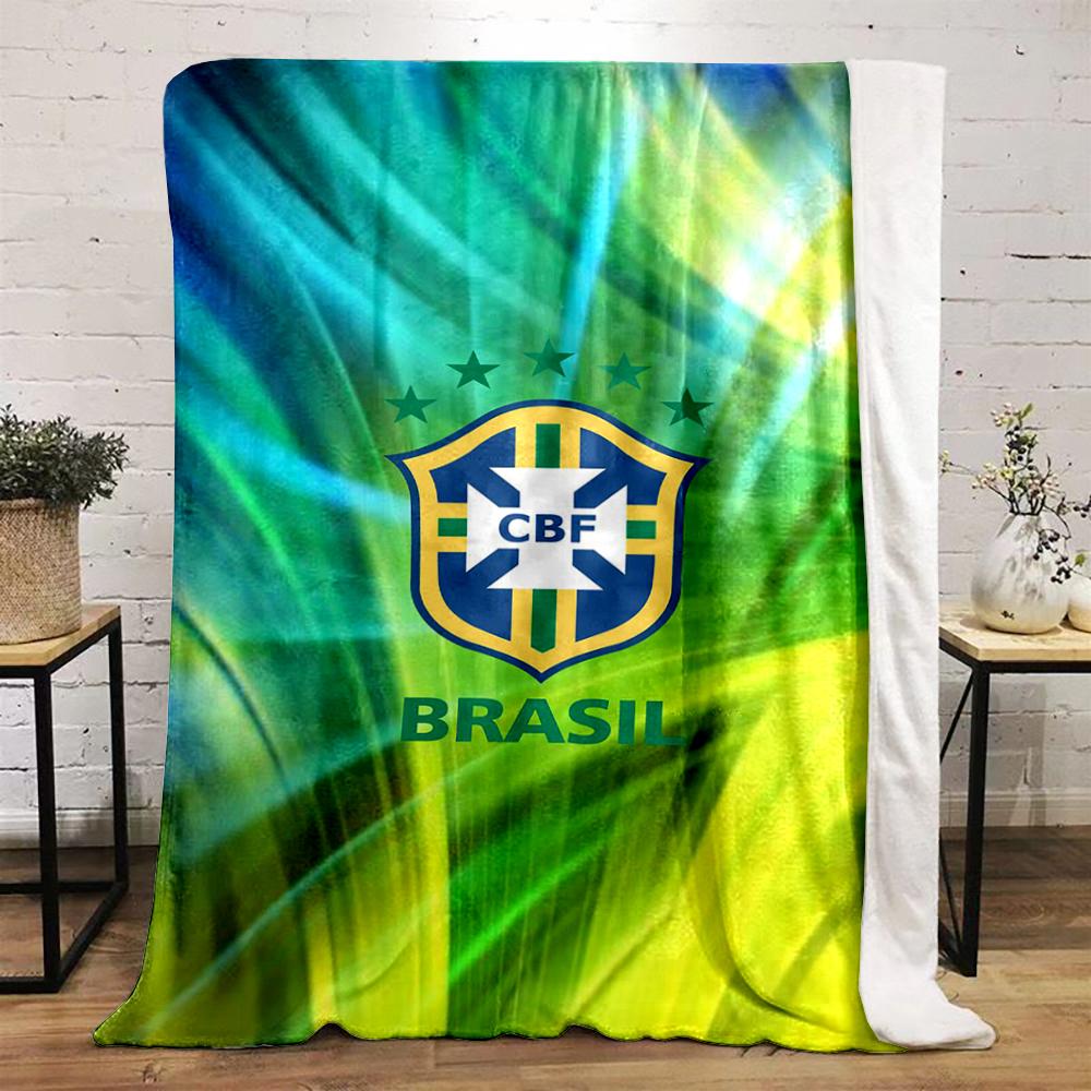 Brazil Football CBF Designed Flannel Blanket for Bedroom, Living Room, Sofa, and Nap