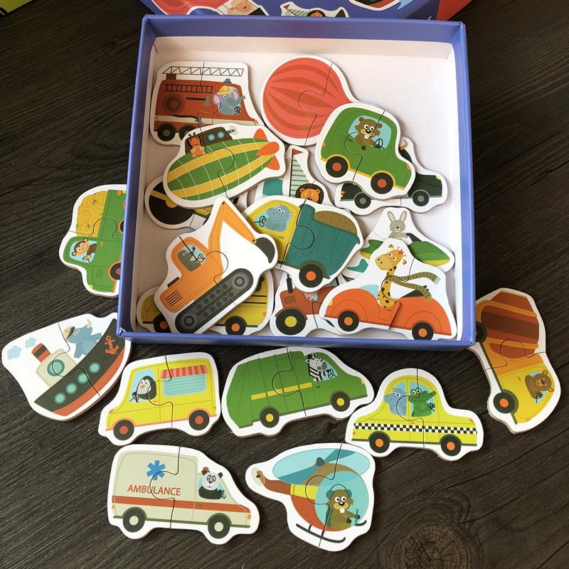 Kids Wooden Jigsaw Matching Puzzle Game Baby Early Learning Cognition Animal Fruit Traffic Educational puzzle for Toddler 2 year