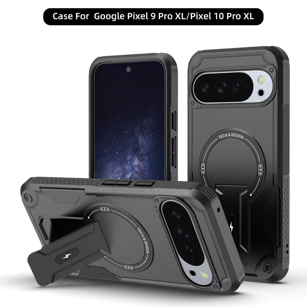Armor Heavy-Duty Anti-Drop Magnetic Stand Phone Case For Google Pixel 10 9 10 Pro XL 9 Pro XL For Magsafe Wireless Charge Cover