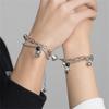 2 Peças/Conjunto  Atração Magnética de Coração Casal Astronauta Pulseira Para Mulheres Homens Fechadura Chave Pulseira Combinando Joia de Amizade