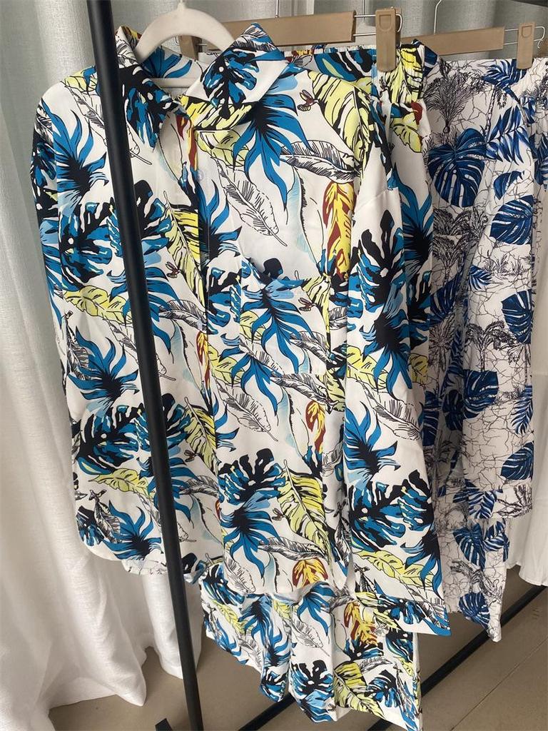 Asia de Sud-Est Mărimi Mari Casual Imprimat Talie Înaltă Pantaloni Largi Mânecă Lungă Set Sport