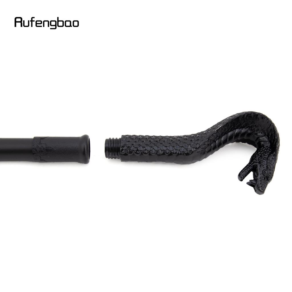 Bastion de mers de modă negru de lux cu mâner de șarpe pentru petrecere Baston decorativ Elegant cu buton de cârjă Baston de mers 94cm