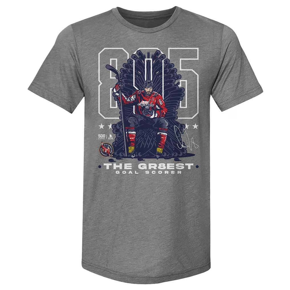 Alexander Ovechkin Washington Capitals 500 Level AllTime Leading Goal Scorer TriBlend Throne Men and Women Oversized TShirt