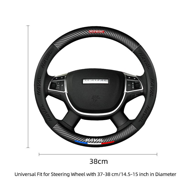 For Haval H1 H2 H3 H4 H5 F7X H6 H7 H9 GMW M4 M6 F7 F50 C50 2011- Jolion Carbon Fiber Leather 38CM Car Steering Wheel Cover