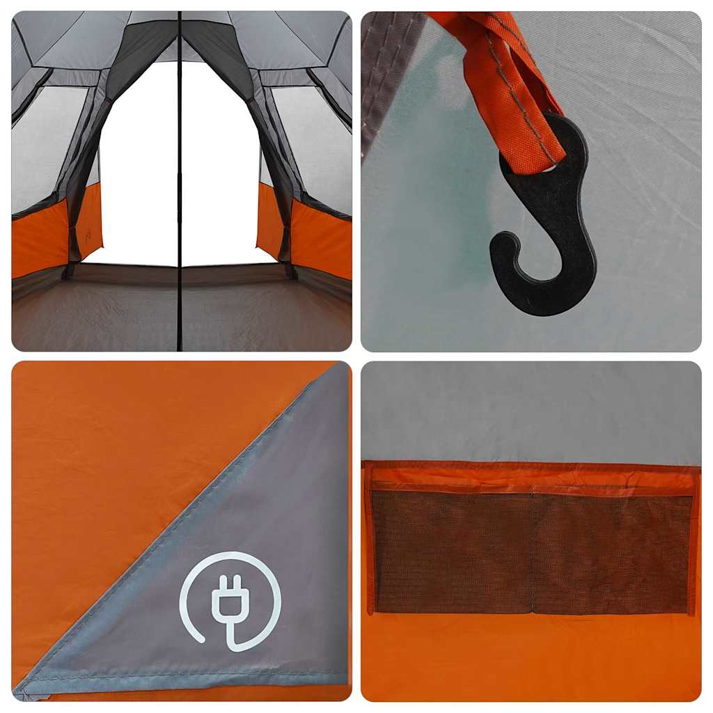 Teepee Tent for 8 Persons Gray and Orange 720 x 465 x 295 cm