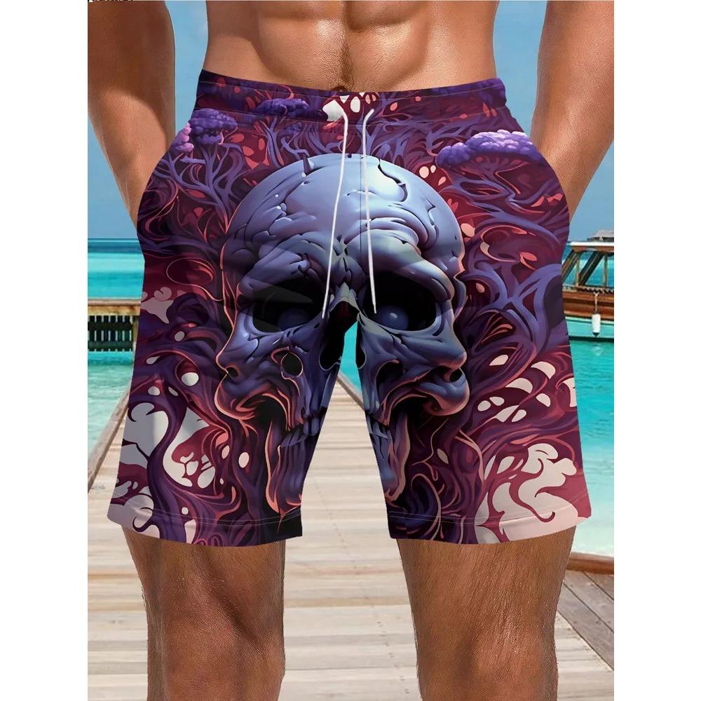 Men s Casual Shorts Outdoor Wear Creative Colorful Skull 3D Printed Shorts Loose Casual Plus Size Breathable Vacation Style Summer Versatile Shorts S