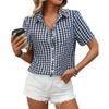 2026 Spring/Summer New Women's Loose Short-Sleeve Pocket Casual Plaid Shirt