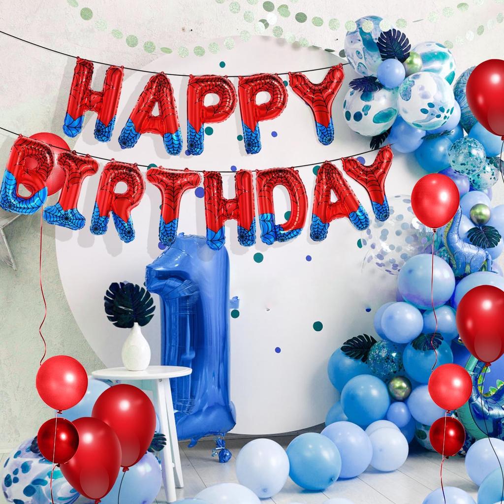 Spider Theme Happy Birthday Banner Party Decoration Letters Sign Boy Party Supplies