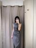 2025 Spring/Autumn Women's Sleeveless Round Neck Midi Dress with Waist Pleats