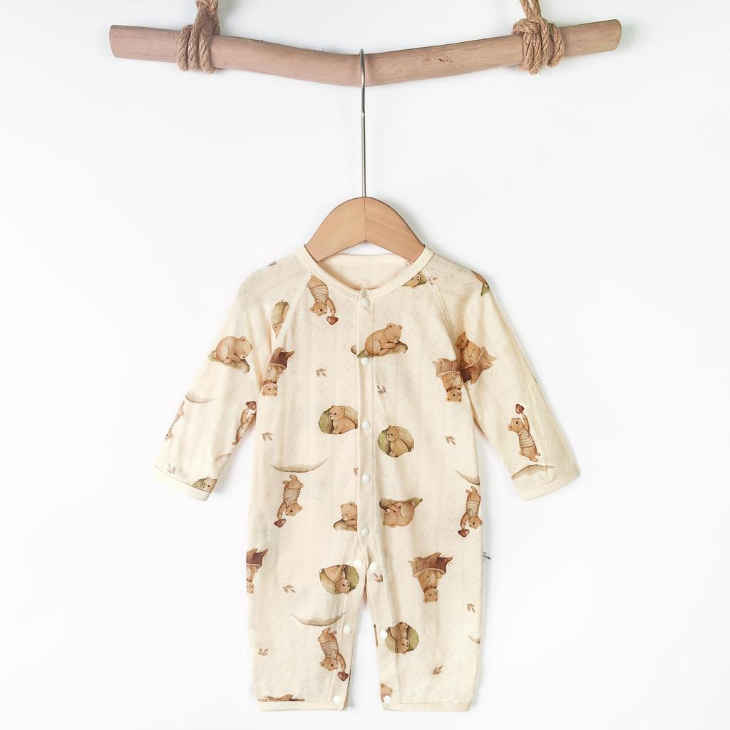 Baby Langarm-Bodysuit aus Bambusfaser: 3-24 Monate, Atmungsaktiver Druckknopf im Schritt, Nahtlos für den Sommer