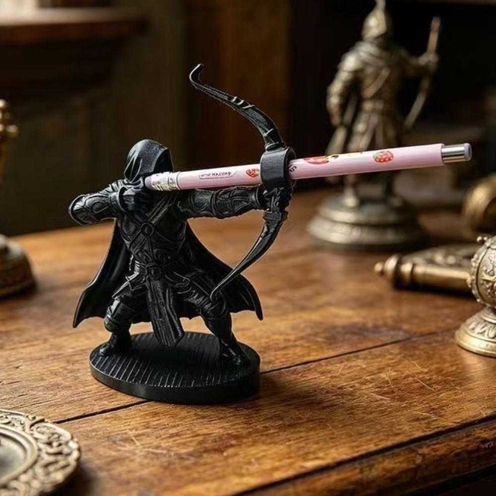 Retro Archer Pen Stand 3D Printed Samurai Sculpture Desk Pen Holder Home Decoration