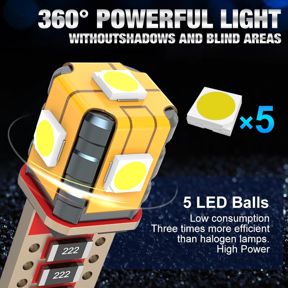 2 Τεμάχια Λάμπες LED T10 Φώτα Αυτοκινήτου Λευκό 168 501 W5W Canbus LED Σφήνα 3030 5SMD Εσωτερικός Θόλος Φωτισμός Ανάγνωσης Φως Πινακίδας Κυκλοφορίας Λυχνία Σήματος 12V 6000K