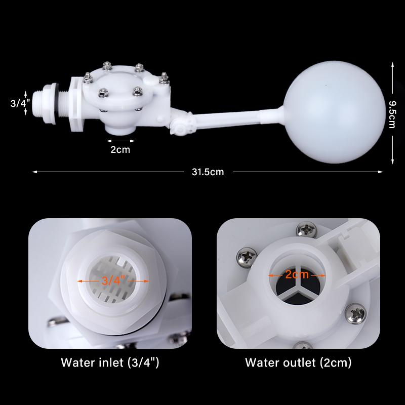 3/4 Inch Large Floating Ball Plastic Adjustable Auto Fill Float Ball Valve DN20 Water Control Switch For Water Tower Water Tank