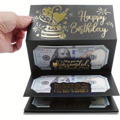 Überraschungs-Geburtstagsgeschenkbox mit Bargeldumschlag, mit 6 Fächern - Festliches Portemonnaie geeignet für jede Geburtstagsfeier, Bargeldgeschenk-Präsentation