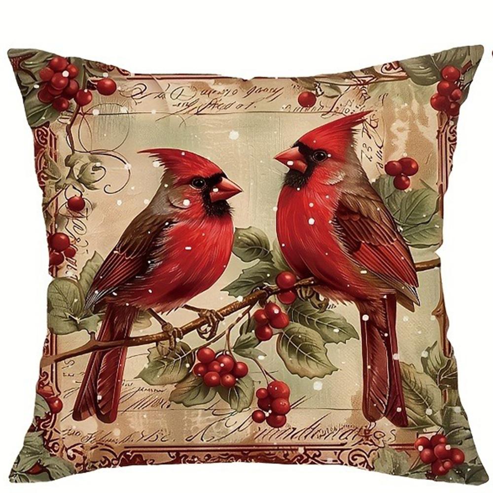 Christmas Decoration Pillowcase Retro Christmas Red Dress Bishop Reindeer Garland Print Sofa Cushion Cover Home Decoration