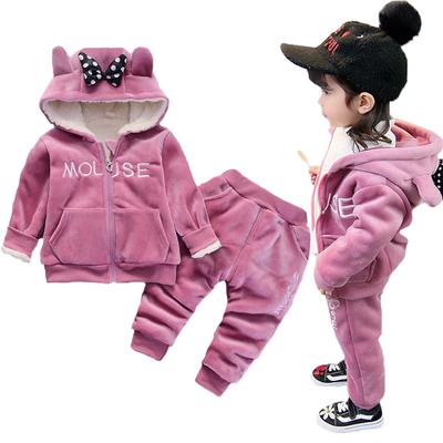 Warm Baby Girls Clothing Set Winter Thick Plush Cotton Clothing Sets For Baby Girls