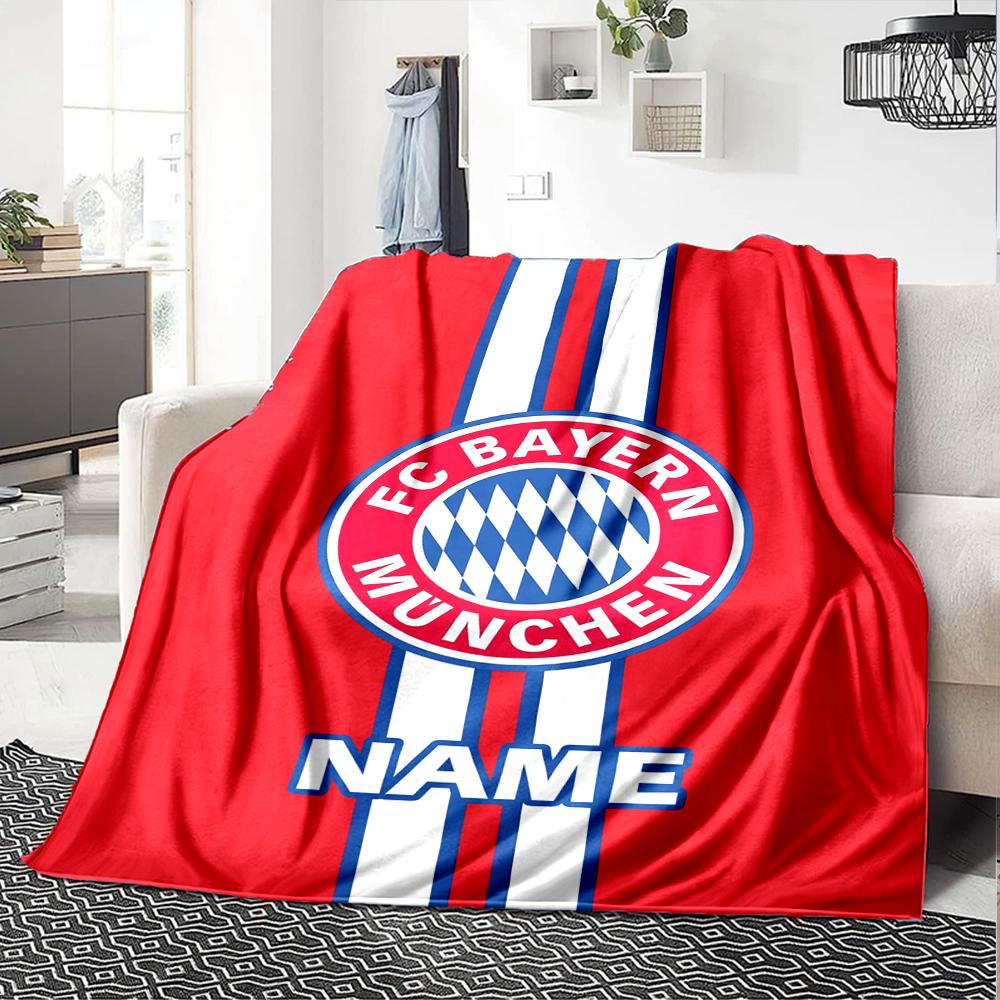 Couverture imprimée Thème FC Bayern München avec Nom Personnalisable - Parfaite pour le Canapé, le Lit, les Voyages et l'Extérieur | Lavable en Machine, Confortable & Durable.