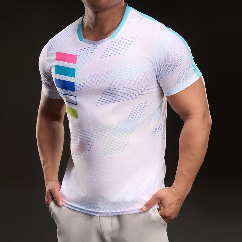 Round Neck Breathable Fashion Casual Short-sleeved T-shirt Fashionable Sports Slim Elastic Fitness Outdoor T-shirt Men