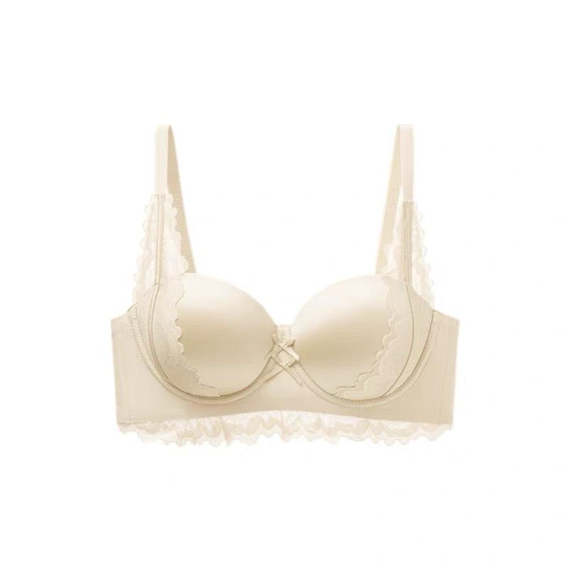 Damen Frühling und Sommer Reines Verlangen Sexy Spitze Verdickt Kleines Dekolleté Push-up Große Handflächenschale Flaches Dekolleté Spezielle Unterwäsche