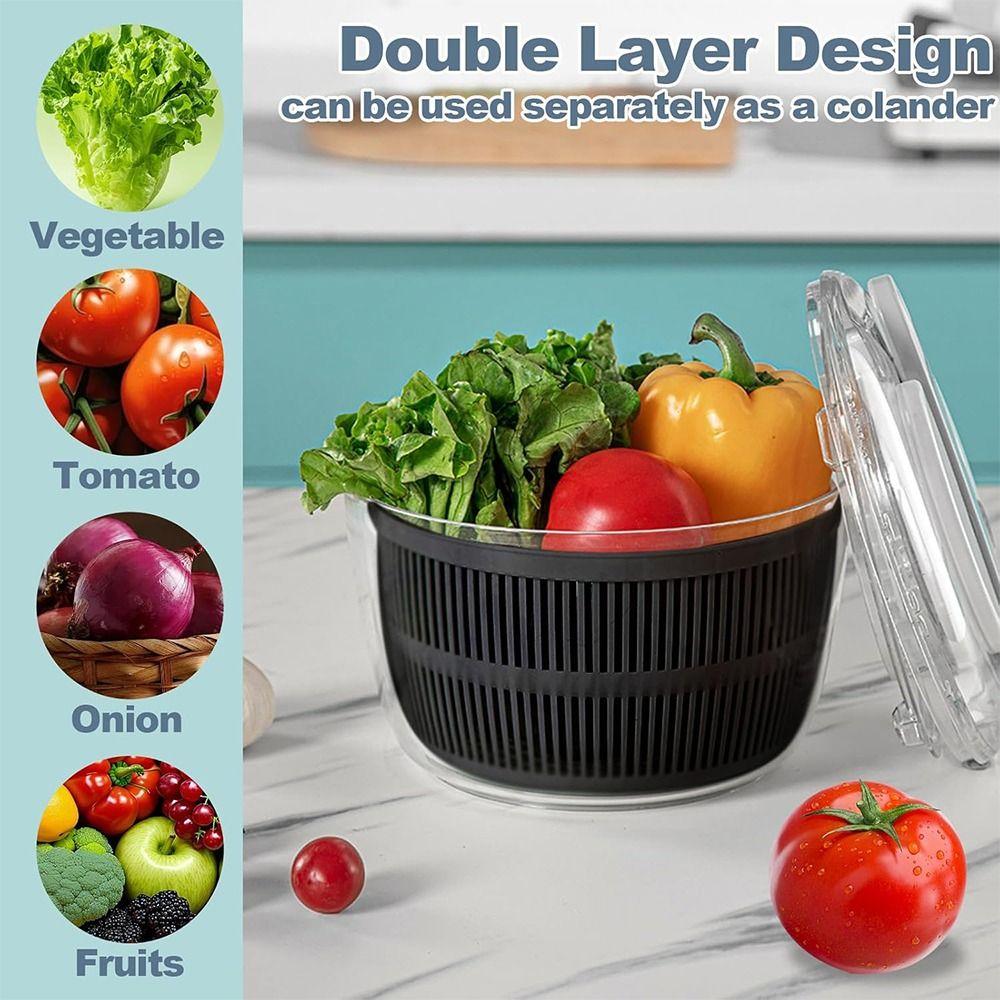 New Household Salad Dryer Salad Spinner Multifunctional Easy Press Vegetable Dehydrator Drainer Large Capacity Absorbent Basket