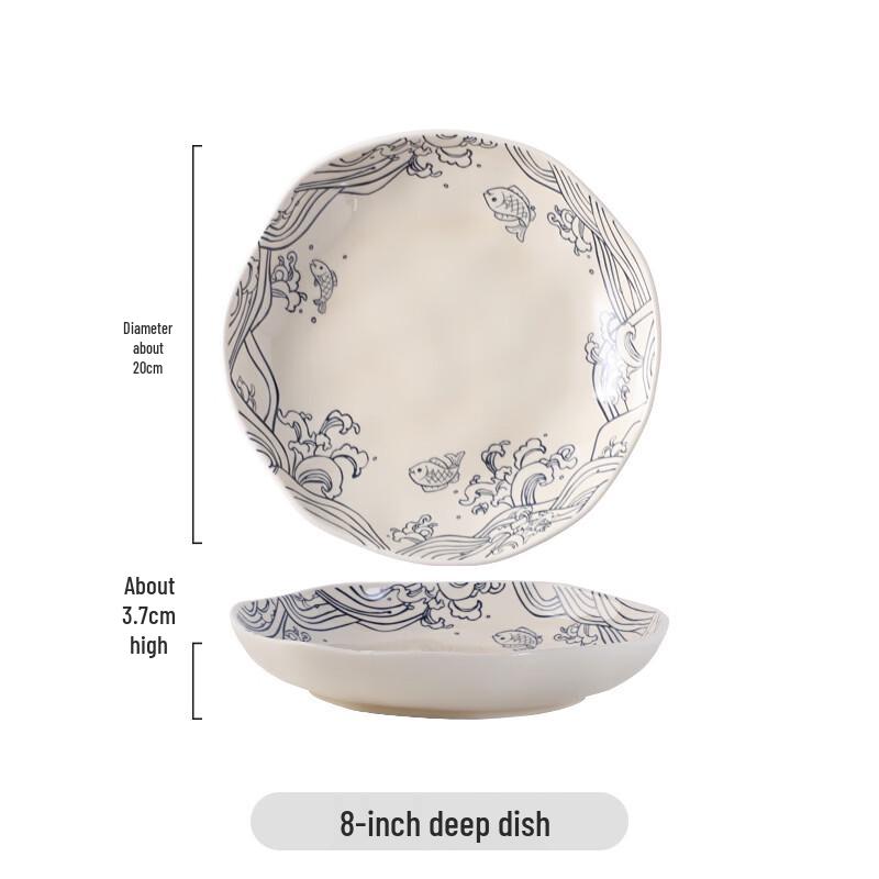 Zhi Shi Ceramic 8-inch Deep Salad and Dinner Plates