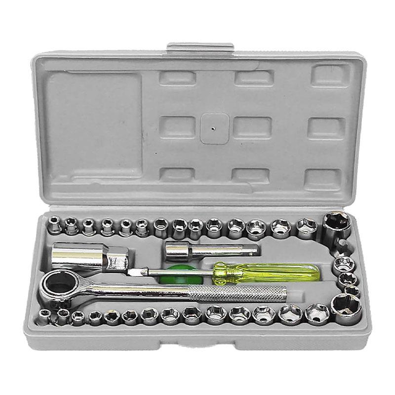 Ratchet Wrench & Socket Set with Hex, Nut Extractor, and Screwdriver Bits