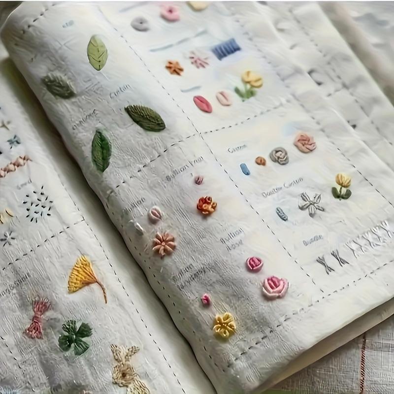 1 Set - French Embroidery Book with 106 Techniques, Sewing Manual, Creative Mini Sewing Book, Embroidery Thread Guide, Portable Travel Mini Sewing Kit