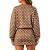 Women's Casual Two-Piece Set with Polka Dot Long Sleeve Pullover and Skirt for Everyday Wear
