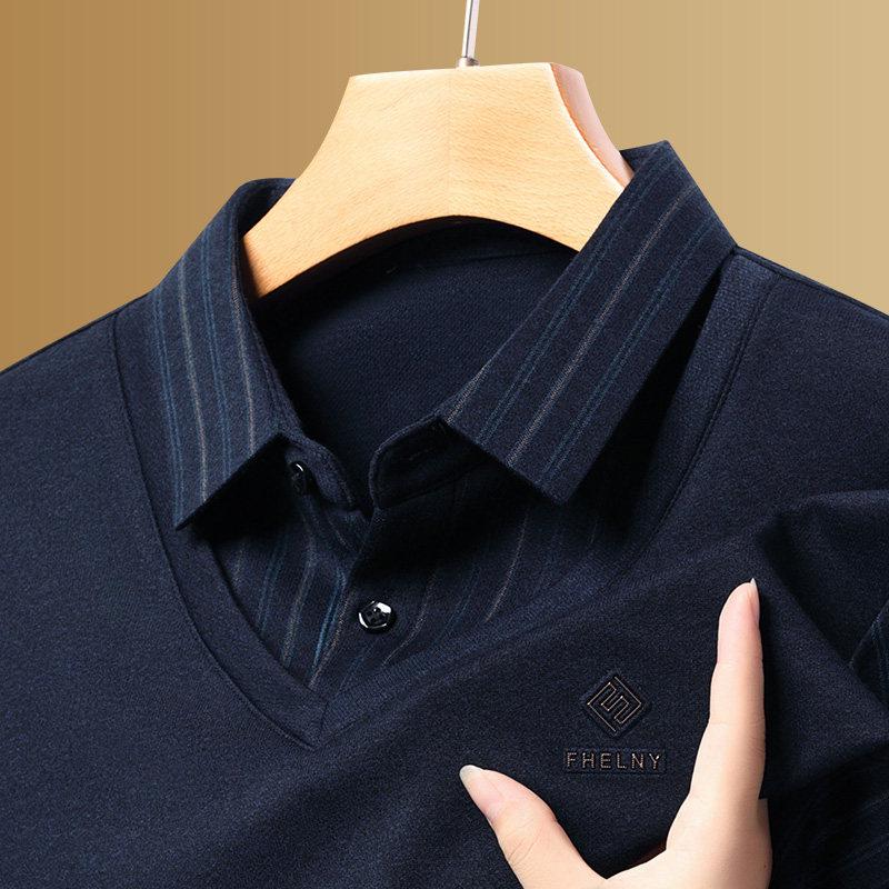 Men's Woodpecker Two-Piece Sweater Shirt, Plus Velvet, Thick Knitwear for Autumn/Winter.