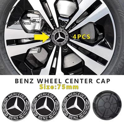 2025 Chaud Pour Benz 4pcs 75mm Pour Mercedes Benz Cache-moyeu de Roue de Voiture Cache-moyeu de Jante Emblème W202 W220 W213 W210 W164 E200 E260 E300