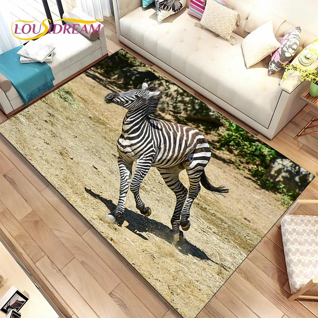 Zebra Wild Animal  Area Rug Large,Carpet Rug for Living Room Bedroom Kitchen Doormat Decoration,Children Play Non-slip Floor Mat