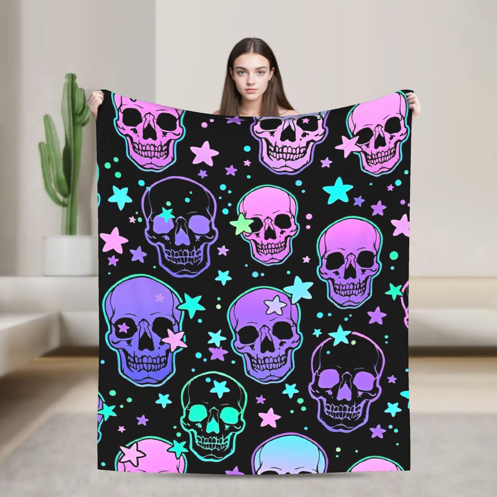 Floral Skull Vintage Blankets Day of the Dead Wool Awesome Soft Throw Blankets for Home All Season