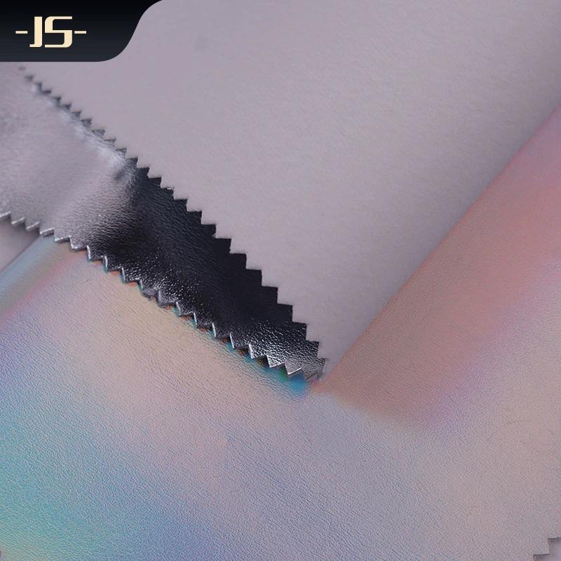 Iridescent Metal-Texture PU Leather with 1.2mm Cotton Fluff Backing for Luggage and Glasses Case Packaging