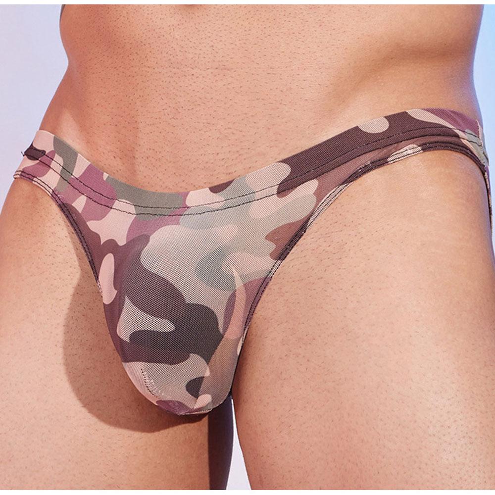 Men'S Camouflage Thong Briefs Sexy Low Waist Slip Breathable Underwear Shaping U Bulge Pouch Man Lingeries Exotic Lingeries
