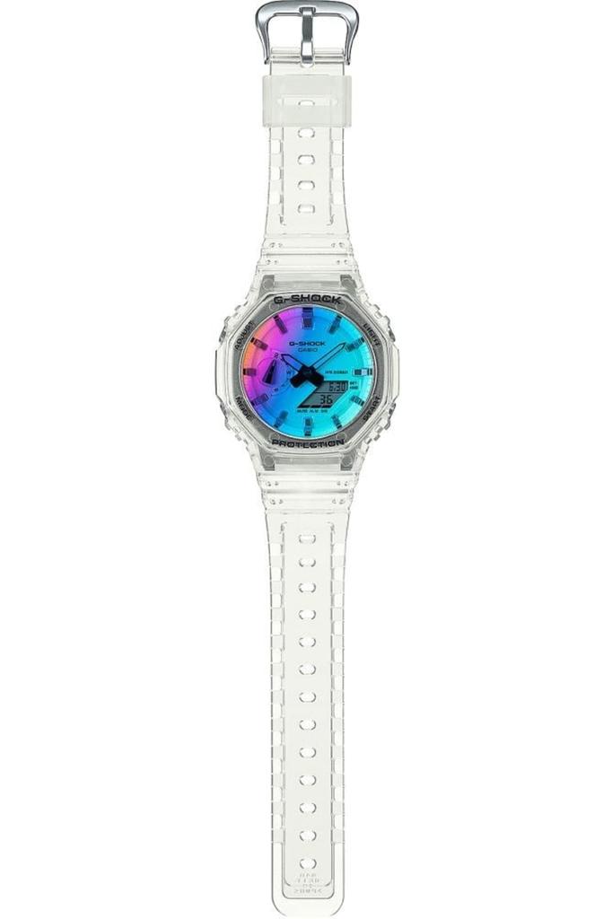 Casio G-SHOCK Limited Edition Iridescent Color Analog-Digital Watch – Skeleton Rainbow GA-2100SRS-7A