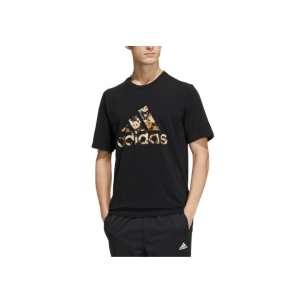 Adidas Solid Color Logo Casual Sport Short Sleeve T-Shirt Unisex Tops Black HS4396