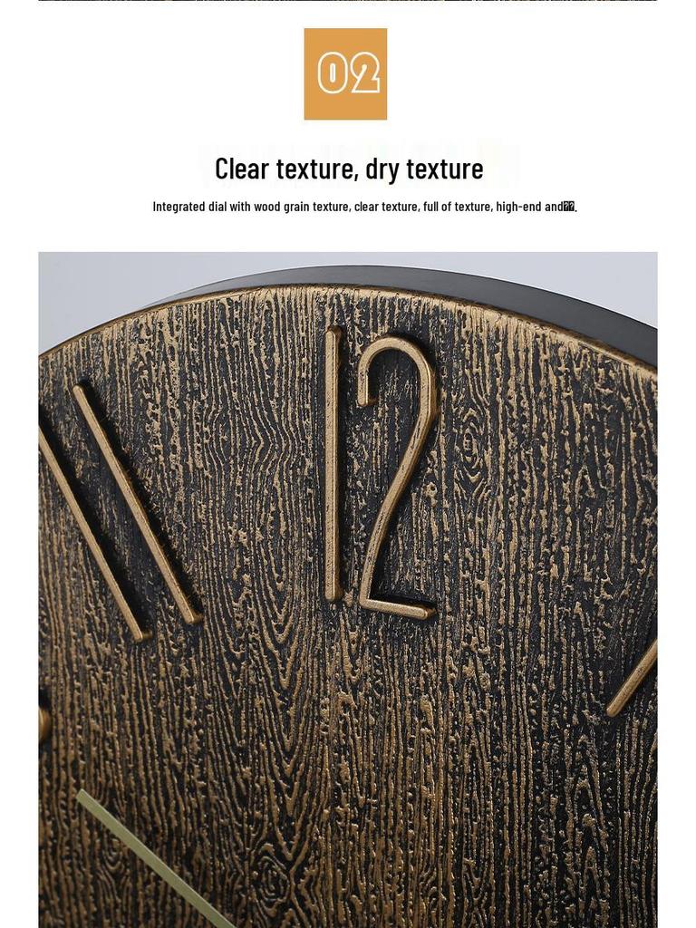 Customizable Silent Quartz Wood Grain Wall Clock with Pantone Colors for Living Room